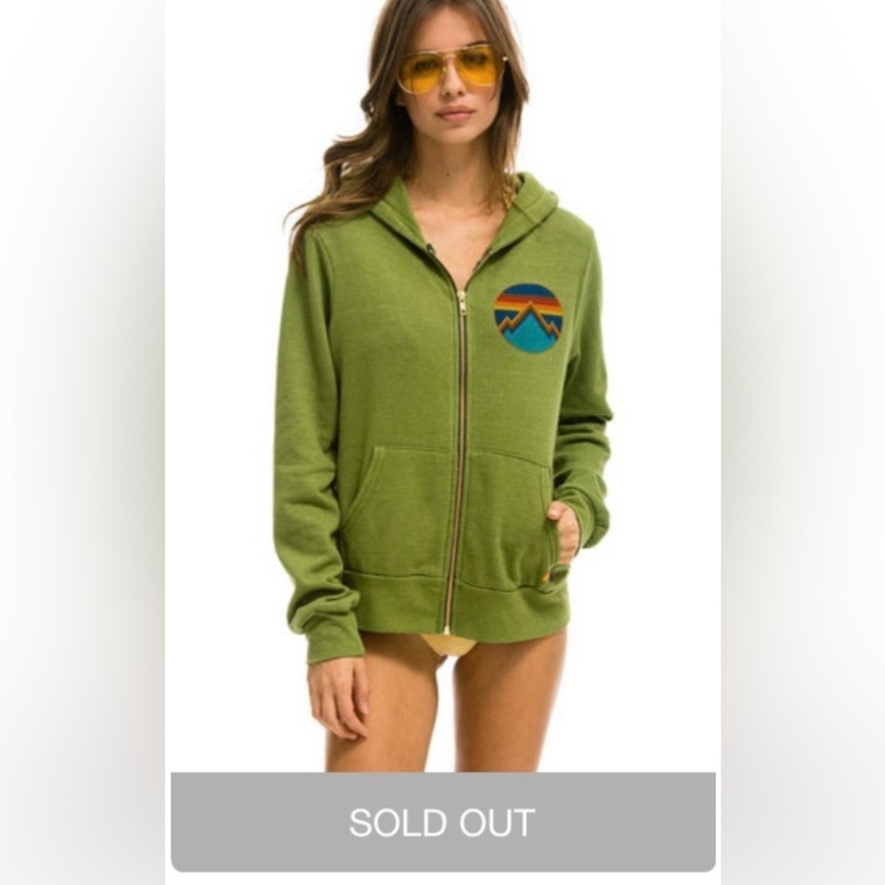 RARE AVIATOR NATION NWT ALL SEASONS CIRCLE HOODIE - JUNGLE GREEN—XS